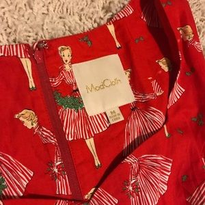 Christmas lady print dress